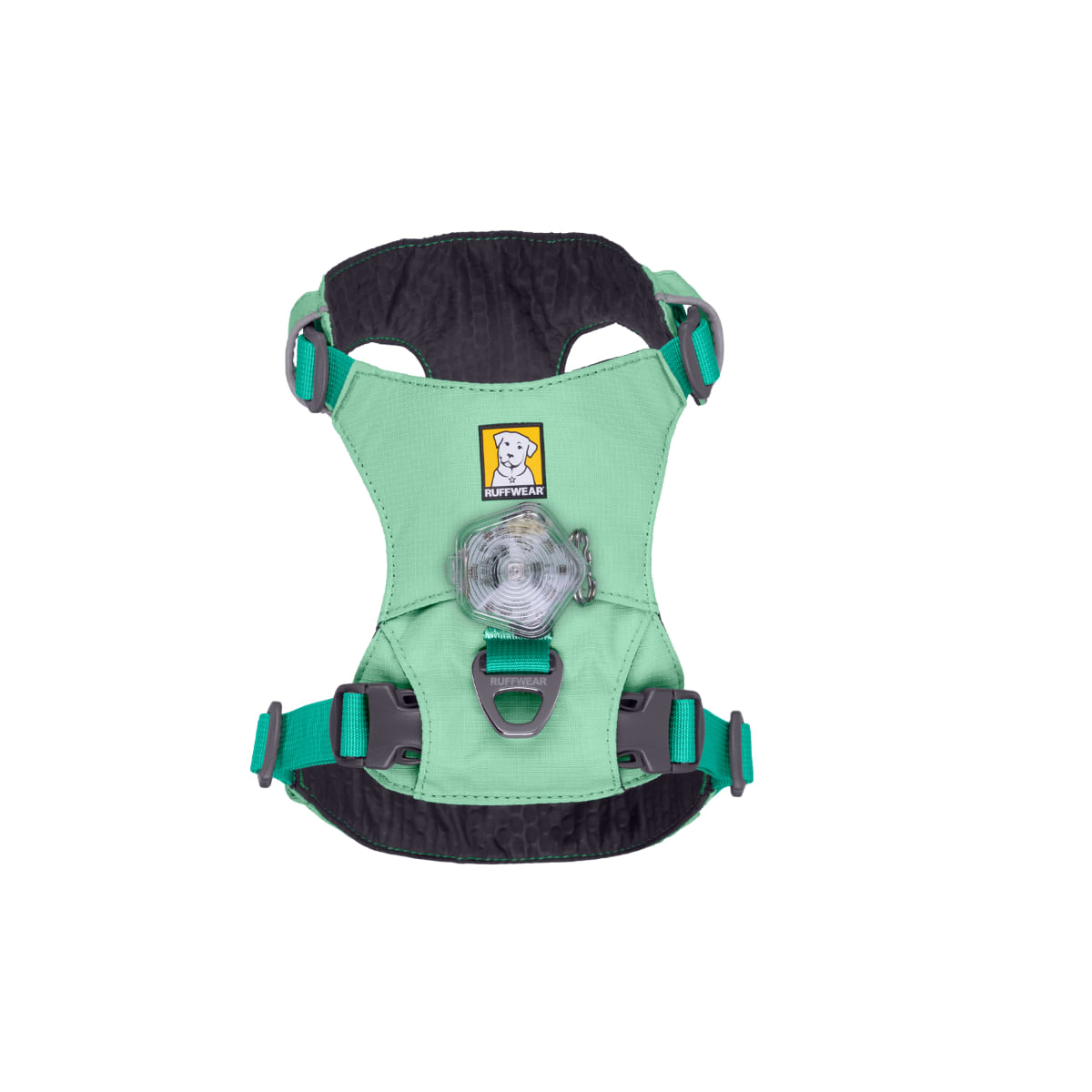 RUFFWEAR Hi &amp; Light, ham prindere dublă(piept&amp;spate) câini, ajustabil, reflectorizant RUFFWEAR Hi &amp; Light Sage Green, ham prindere dublă(piept&amp;spate) câini, ajustabil, reflectorizant, verde, L-XL(81-107cm)